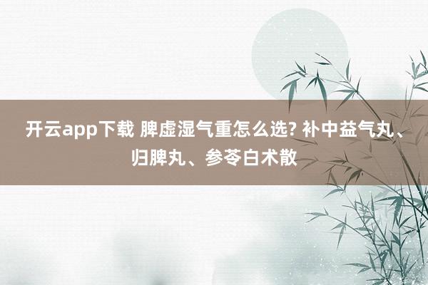 開云app下載 脾虛濕氣重怎么選? 補中益氣丸、歸脾丸、參苓白術散