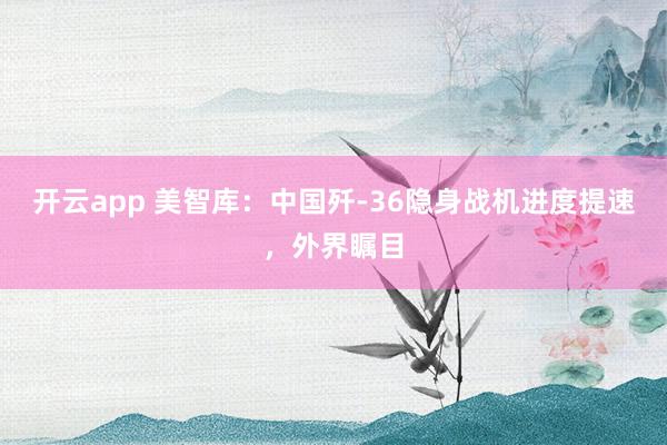 開云app 美智庫:中國殲-36隱身戰機進度提速,外界矚目
