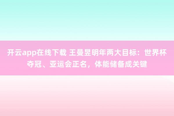 開云app在線下載 王曼昱明年兩大目標:世界杯奪冠、亞運會正名,體能儲備成關鍵