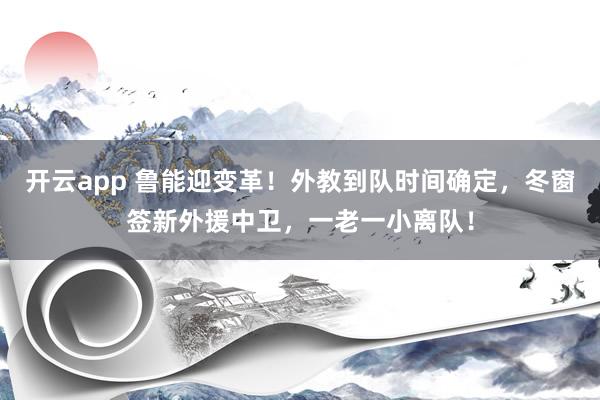 開云app 魯能迎變革!外教到隊時間確定,冬窗簽新外援中衛(wèi),一老一小離隊!