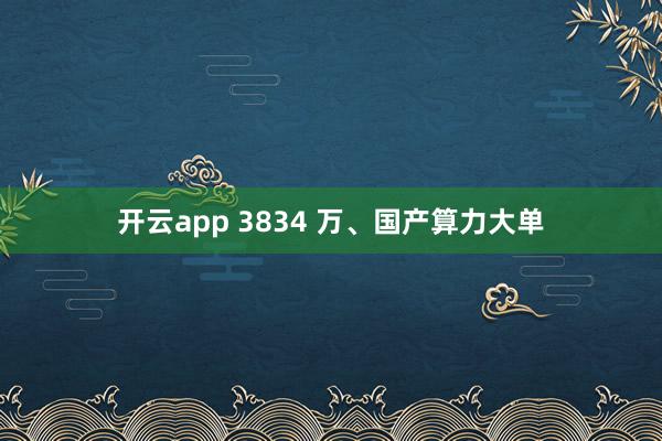 開云app 3834 萬、國(guó)產(chǎn)算力大單